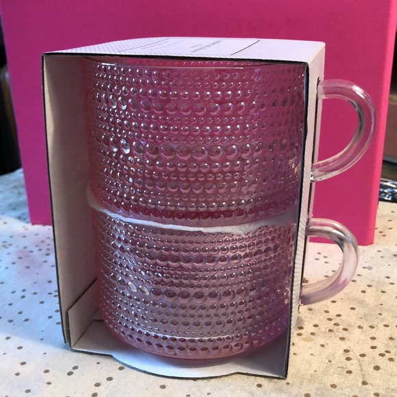 NWT cupcakes and cashmere 2-piece pink w/ gold rim glass mug set. - Picture 1 of 6